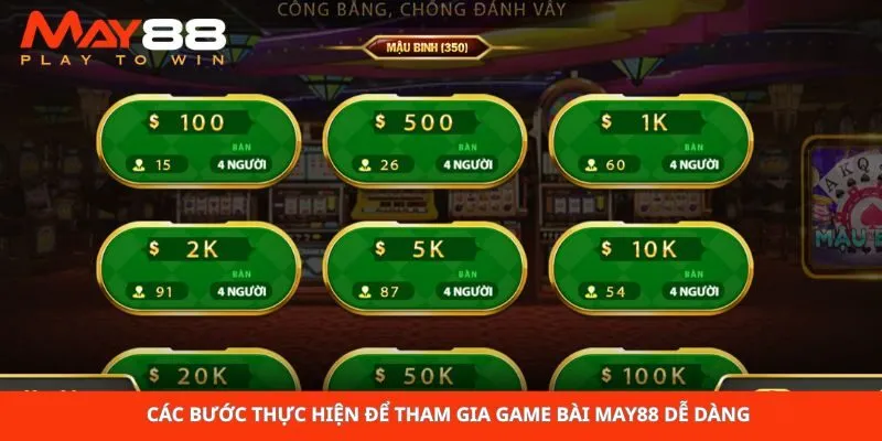 Các bước thực hiện để tham gia game bài May88 dễ dàng
