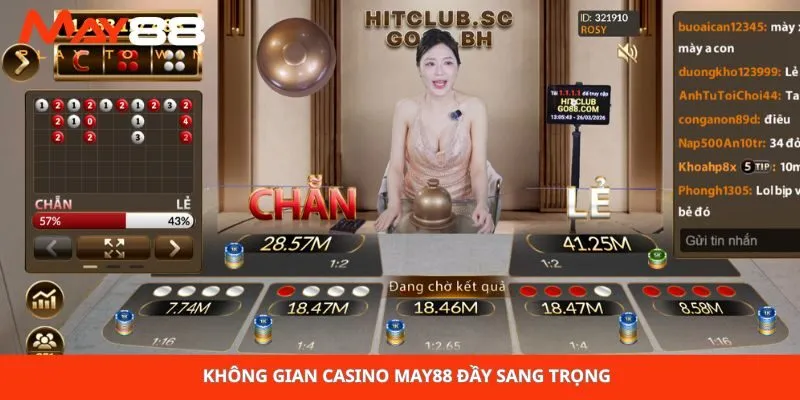 Không gian casino May88 đầy sang trọng