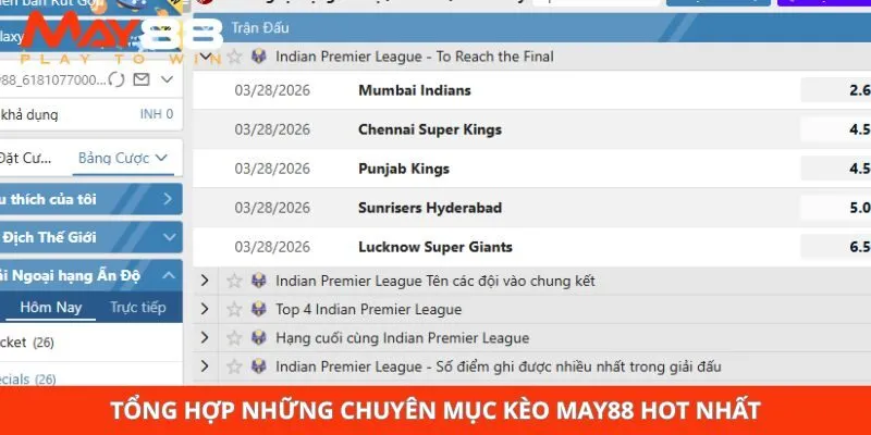 Tổng hợp những chuyên mục kèo May88 hot nhất